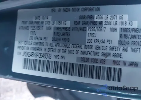 2015 Mazda Cx-5 Sport from USA, damaged, VIN JM3KE4BY8F0548378
